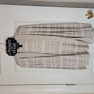 White House Black Market Small Cardigan Stripe Long Sleeve Gold Silver